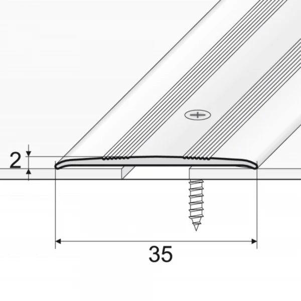 35mm Anodised Aluminium Flat Door Threshold Profile - finishings UK