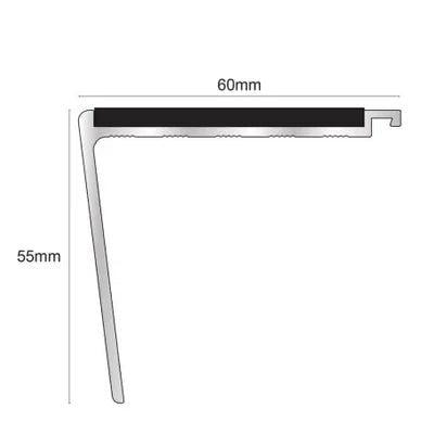 Aluminium Non Slip Stair Nosing 60mmx55mm - finishings UK