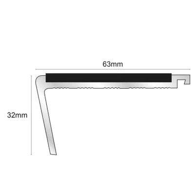 Aluminium Non Slip Stair Nosing 63mm x 32mm - finishings UK