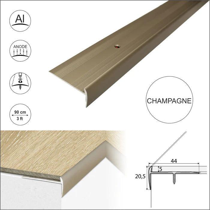 LVT stair nosings, aluminum stair edges, anti-slip stair nosings 5mm Flooring -champagne color - finishings UK