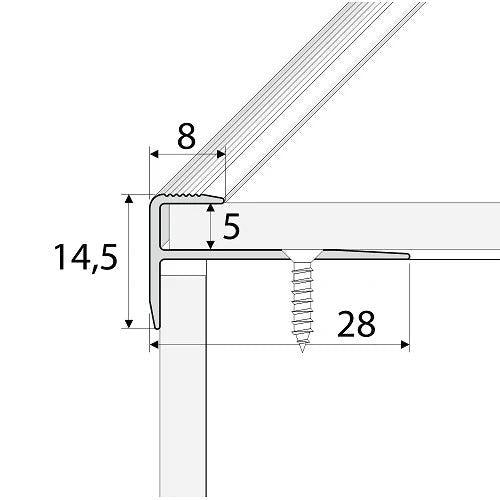 Anodised Aluminium LVT Stair Nosing Edge Profile For 5mm Flooring 28 x 14.5mm - finishings UK