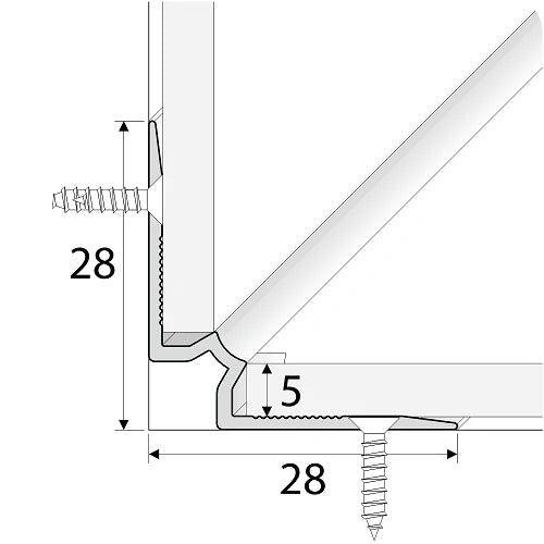 Anodised Aluminium LVT Stair Nosing Inner Corner For 5mm Flooring 28 x 28mm - finishings UK