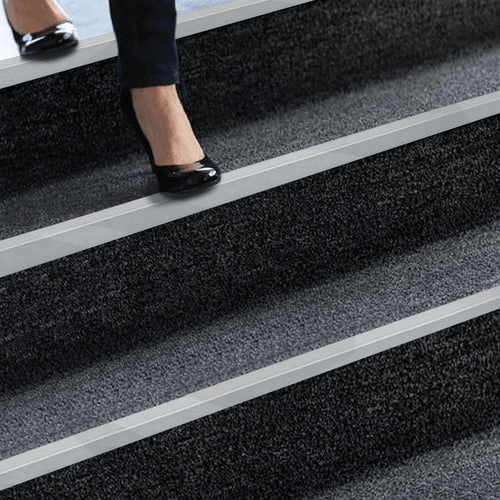 Anodised Aluminium Non Slip Ribbed Treads Stair Nosing Edge Trim 35mmx35mm silver color- finishings UK