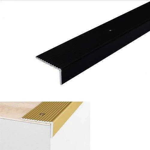 slip-resistant stair edge trim anodised finish UK | Anodised Aluminium Non Slip Ribbed Treads Stair Nosing Edge Trim 40 x 20mm - finishings UK