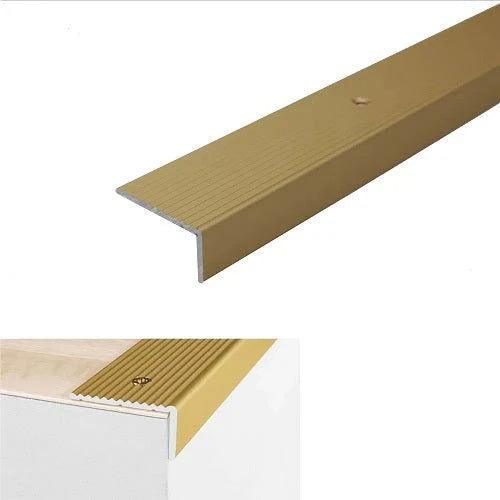 Anodised Aluminium Non Slip Ribbed Treads Stair Nosing Edge Trim 40 x 20mm - finishings UK