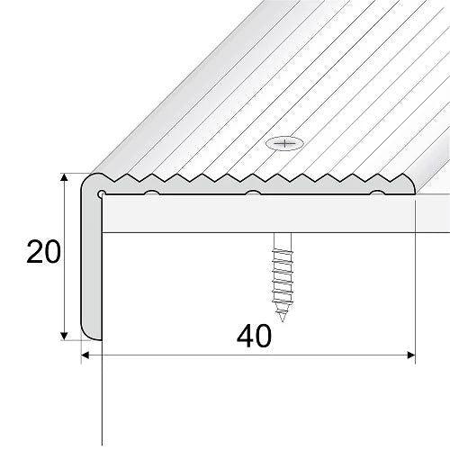 Anodised Aluminium Non Slip Ribbed Treads Stair Nosing Edge Trim 40 x 20mm - finishings UK