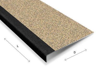Anti-slip GRP stair treads with black nosing installed in a school, ensuring student and staff safety on outdoor stairs.