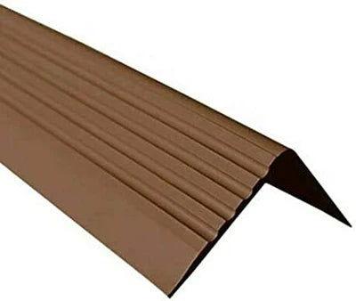 Anti Slip Bullnose Stair Nosing 1.2 Meters 46.45" Length Rubber Angle Step Edge brown- finishings UK