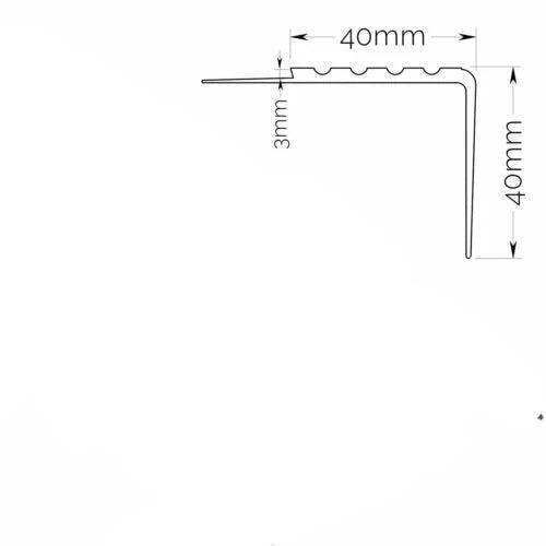 Anti Slip Nosing Rubber Angle Step Edge 40x40mm - finishings UK