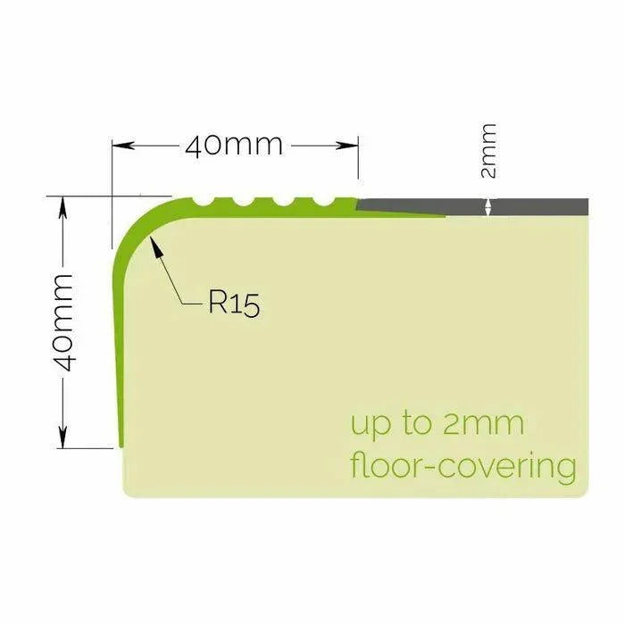 Anti-Slip Rubber Stair Nosing – 40x40mm Edge Trim - finishings UK