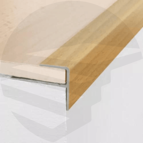 Push-In Aluminium Wood Effect Stair Nosing Edge Trim 15mm x 22mm - finishings UK