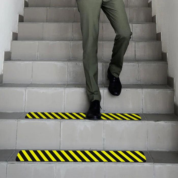 Self Adhesive PVC Baked Non-Slip Stair Tread Covers black yellow- finishings Uk