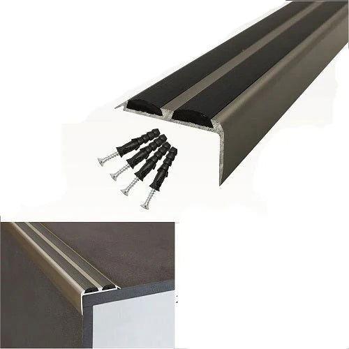 Aluminium Anti Slip Stair Edge Nosing For Edge Protection gray with black color- finishings UK 