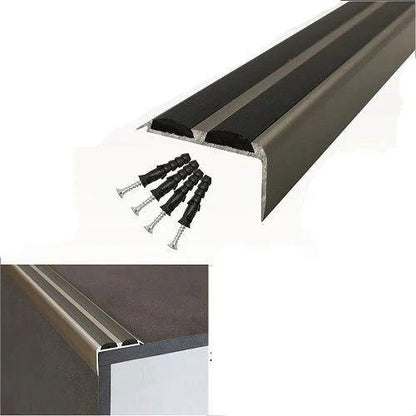 Aluminium Anti Slip Stair Edge Nosing For Edge Protection gray with black color- finishings UK 