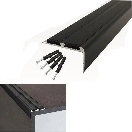 Aluminium Anti Slip Stair Edge Nosing For Edge Protection in black color - finishings UK