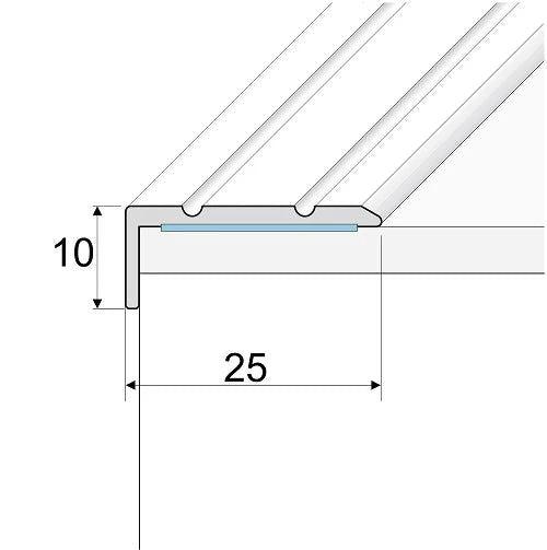 Aluminium Self Adhesive Stair Nosing Edge Trim 25x10mm - finishings UK