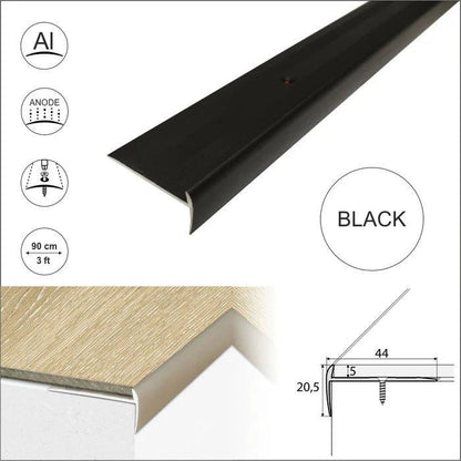 Anodised Aluminium LVT Stair Nosing Edge Profile For LVT stair nosings, aluminum stair edges, anti-slip stair nosings 5mm Flooring black color- finishings UK