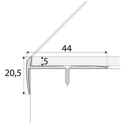 Anodised Aluminium LVT Stair Nosing Edge Profile For 5mm Flooring - finishings UK