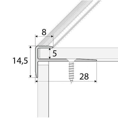 Anodised Aluminium LVT Stair Nosing Edge Profile For 5mm Flooring 28 x 14.5mm - finishings UK