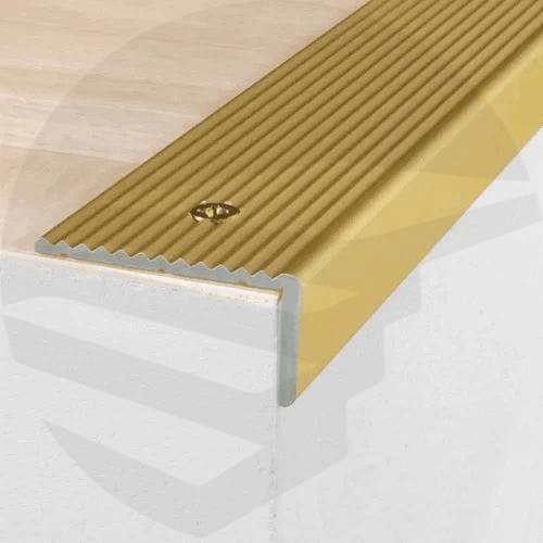 40mm aluminium ribbed stair tread nosing anti-slip Gold color | Anodised Aluminium Non Slip Ribbed Treads Stair Nosing Edge Trim 40 x 20mm - finishings UK