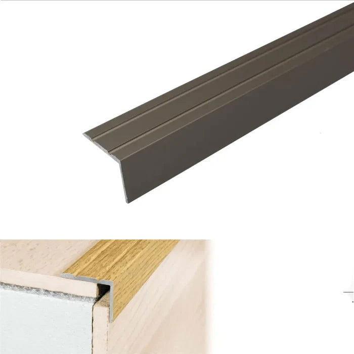 Anodised Aluminium Self Adhesive Stair Nosing Edge Trim 25 x 20mm - finishings UK