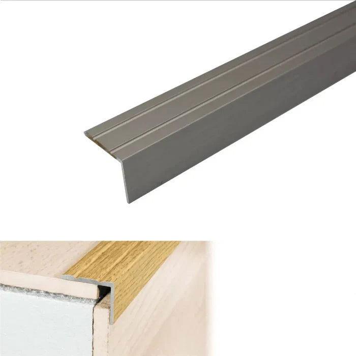 Anodised Aluminium Self Adhesive Stair Nosing Edge Trim 25 x 20mm - finishings UK