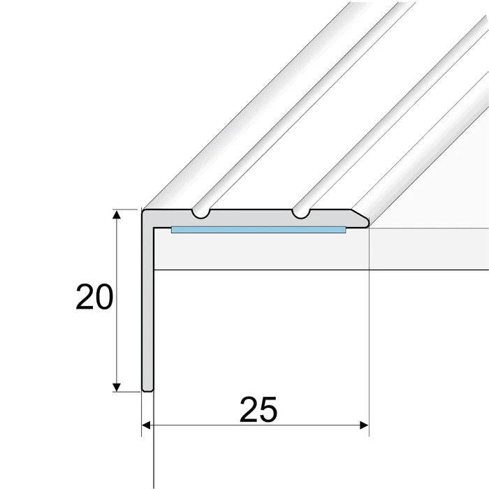 Anodised Aluminium Self Adhesive Stair Nosing Edge Trim 25 x 20mm - finishings UK
