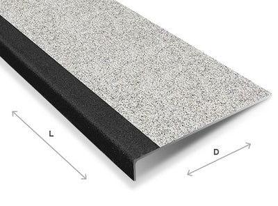 Anti-Slip GRP Stair Treads With Black Nosing For Indoor or Outdoor Stairs gray- finishings UK