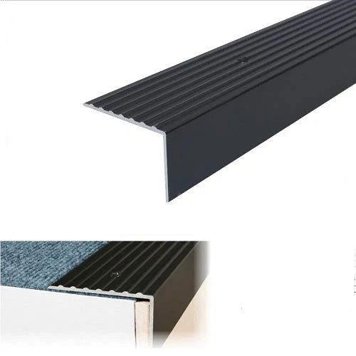 Heavy Duty Anodised Aluminium Non Slip Ribbed Treads Stair Nosing Edge Trim - finishings UK