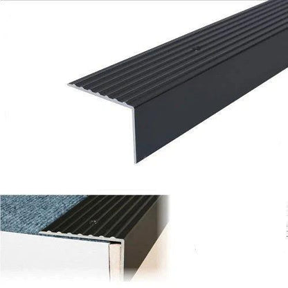 Heavy Duty Anodised Aluminium Non Slip Ribbed Treads Stair Nosing Edge Trim - finishings UK