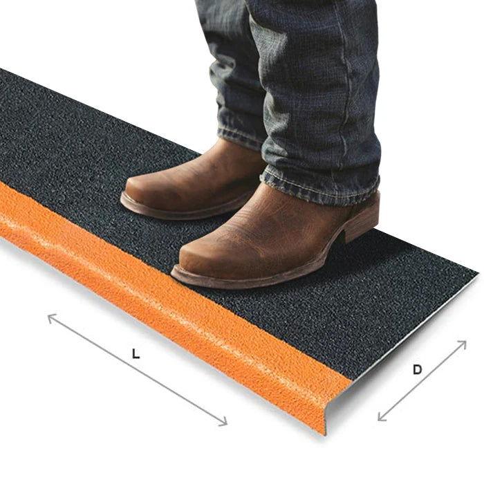 Standard Duty Anti-Slip GRP Stair Treads orange- finishings UK
